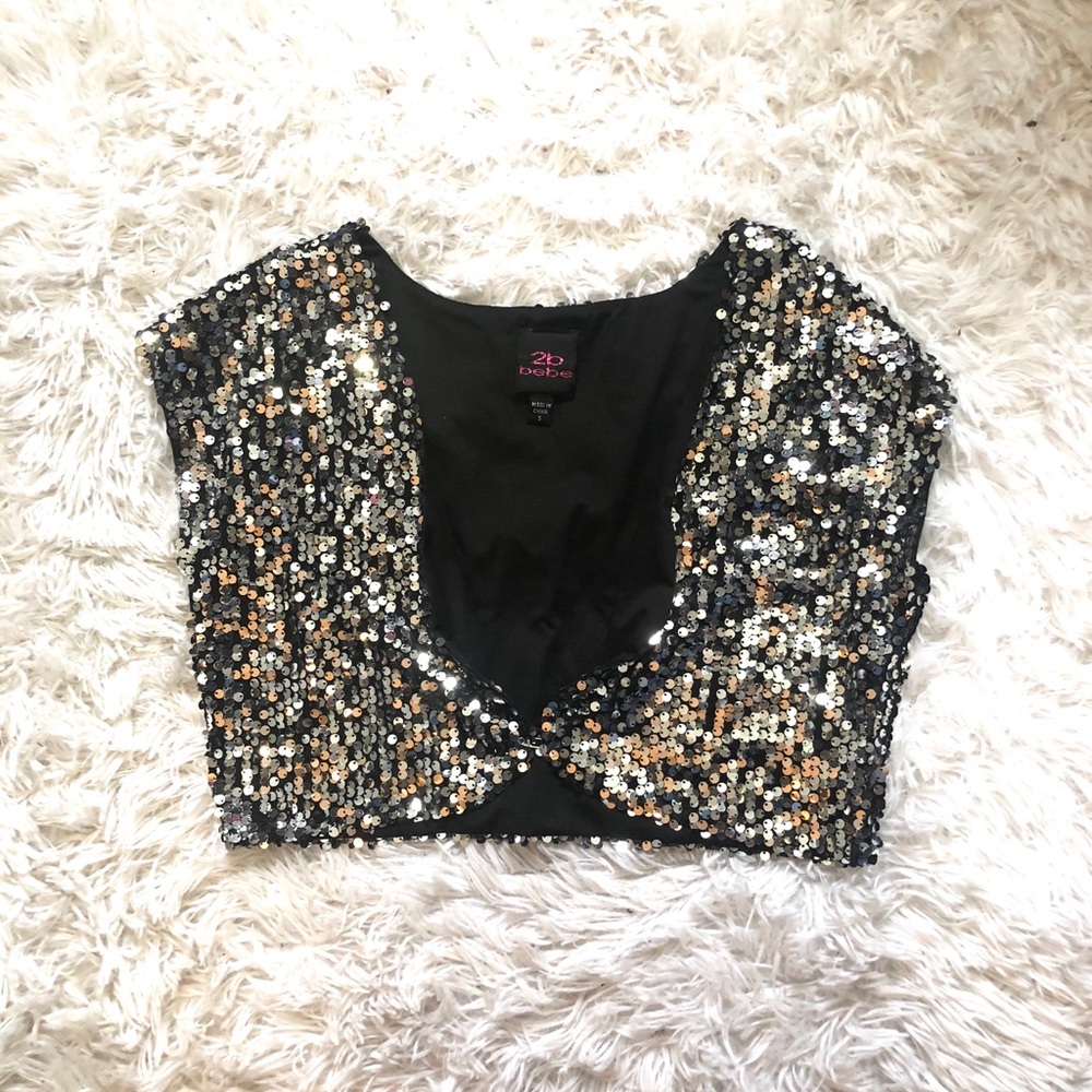 Bebe Sparkling Crop Top cardigan